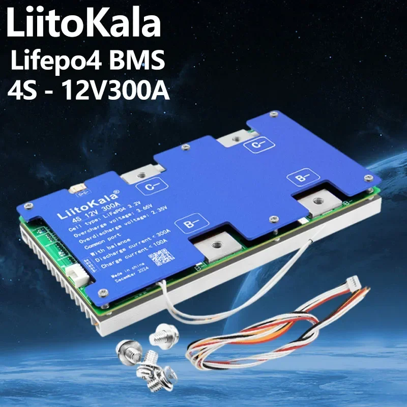 Liitokala bms lifepo4 4S 12v 100a/150a/200a/300a placa de circuito de proteção de bateria de fosfato de ferro-lítio com carregamento balanceado