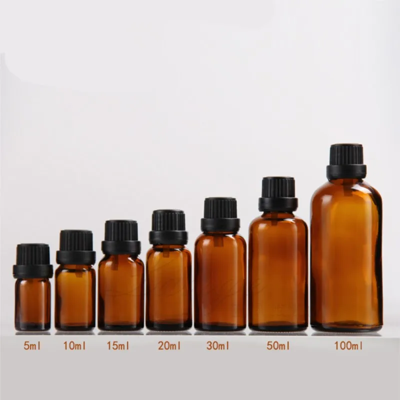 5ml-100ml 2 units / lot brown glass bottle with screw cap clear liquid sampling sample bottles glass bottles view 2