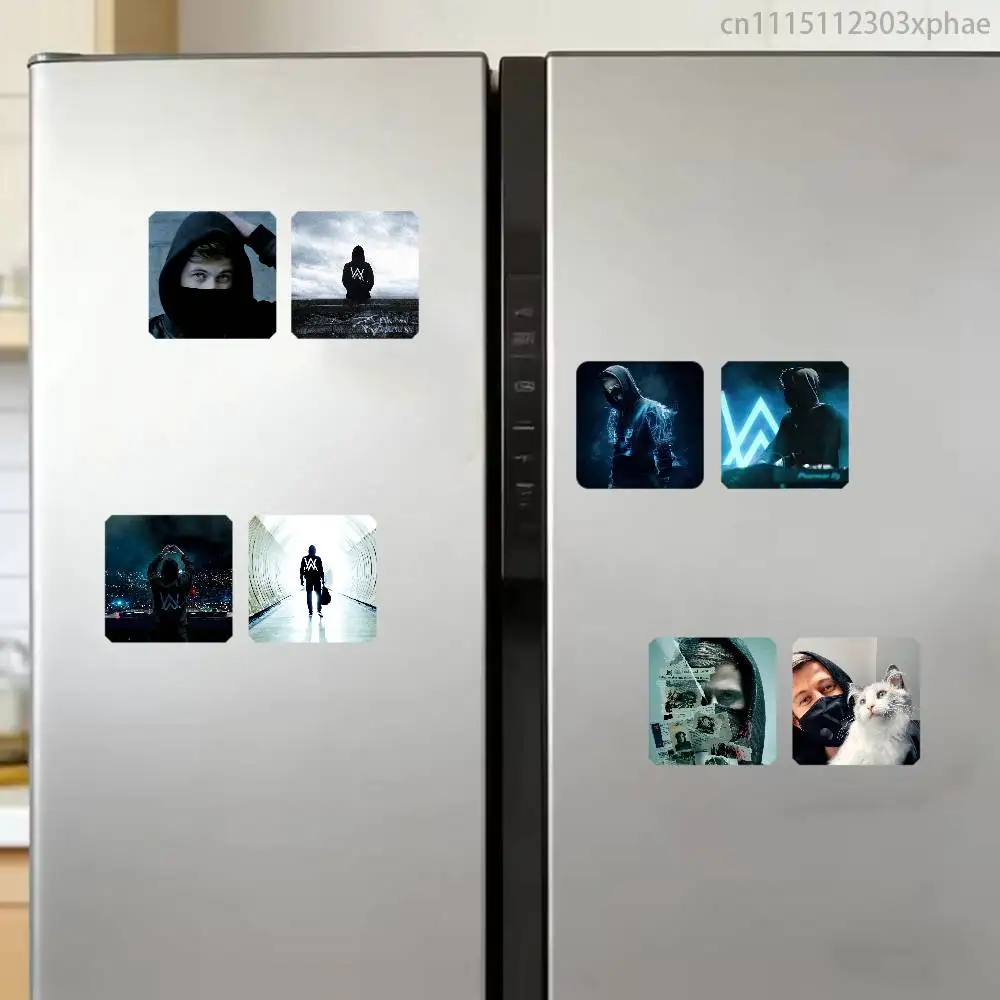 A-Alan Dj Walker 2PCS Square Decorative Fridge Magnet Magnetic Sticker, Kitchen Refrigerator Decor Travel Souvenir Gift