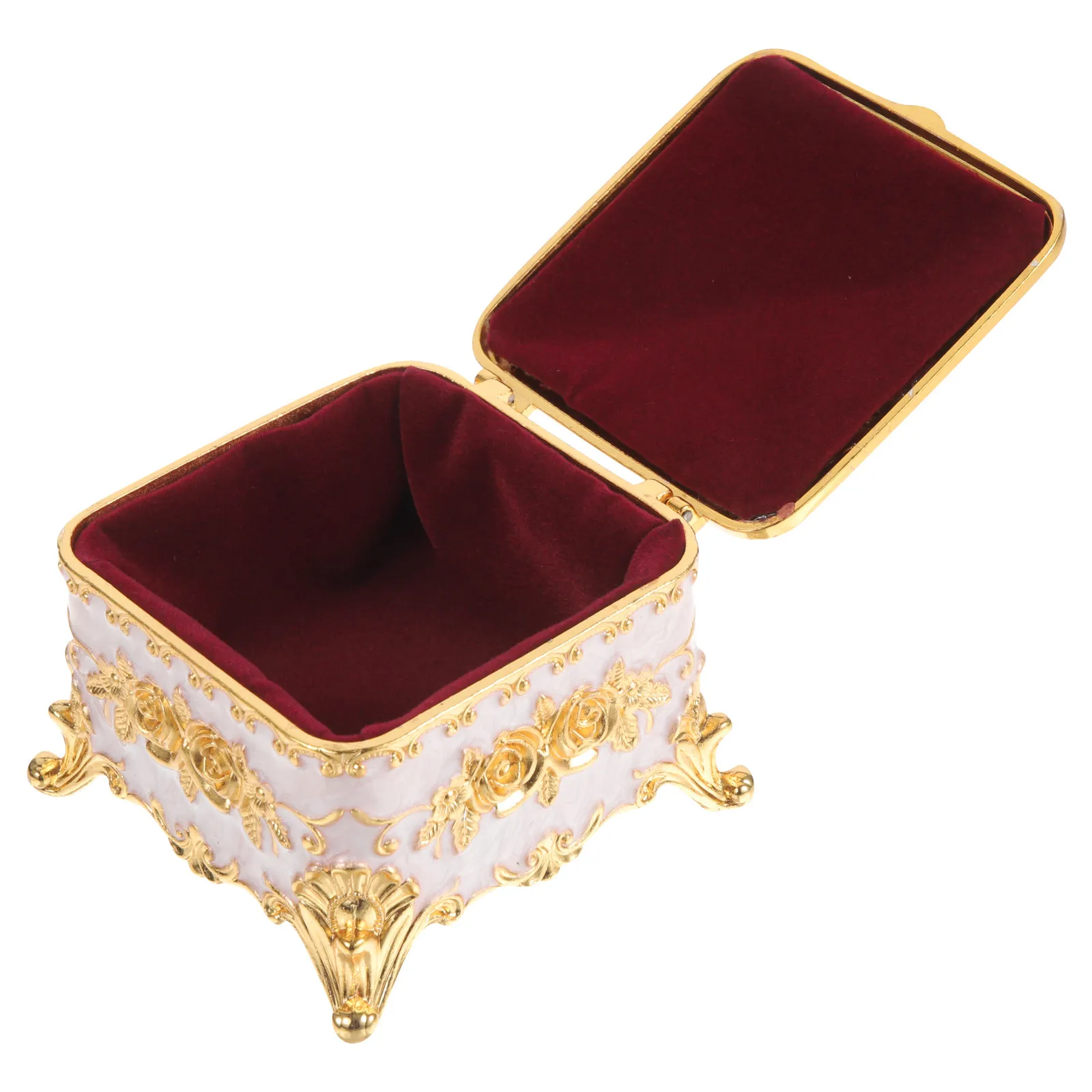 

Alloy Jewelry Organizer Decorative Embossed Flower Jewelry Storage Box Desktop Organizer for Earrings Necklaces