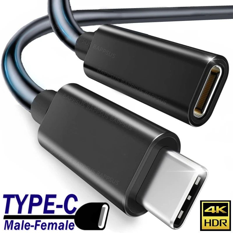 Kabel USB typu C męski przedłużacz USB typu C na żeński typu C do transferu danych Kabel USB typu C do szybkiego ładowania do laptopa PC