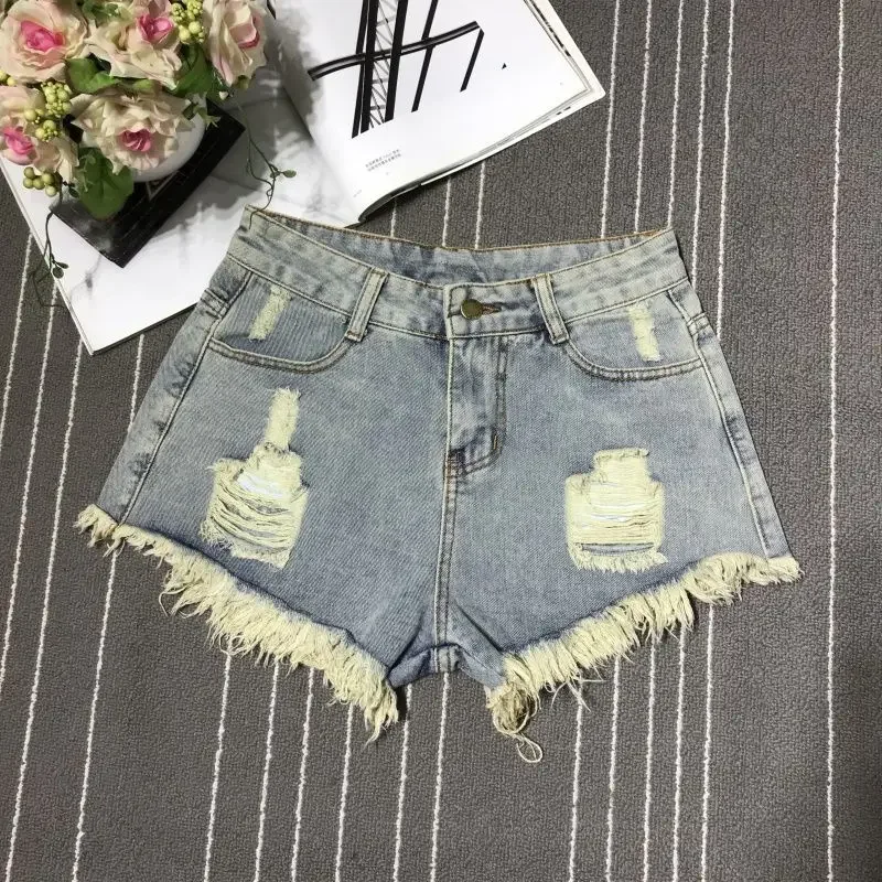 A-Line Sexy Hot Girl Denim Shorts Fashion Women Hollow Out Pocket High Waist Short Jeans Casual Streetwear Y2K Vintage Trousers