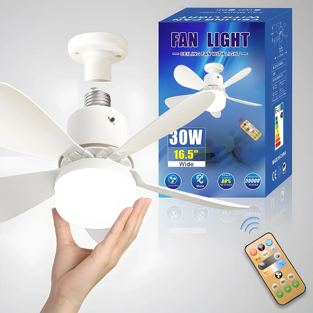 

LED 30W Ceiling Fan With Light Remote Control Dimmable E27 Base Modern Wireless Fans Lighting For Bedroom Living Room 85-265V