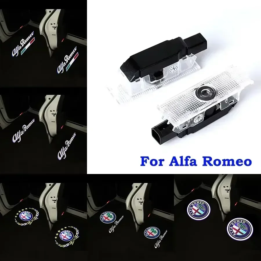 2Pcs 3D LED Car Door Logo Lights Projector Laser Ghost Shadow Lamp For Alfa Romeo 159 Giulia Giulietta Mito Brera Spider 147 156