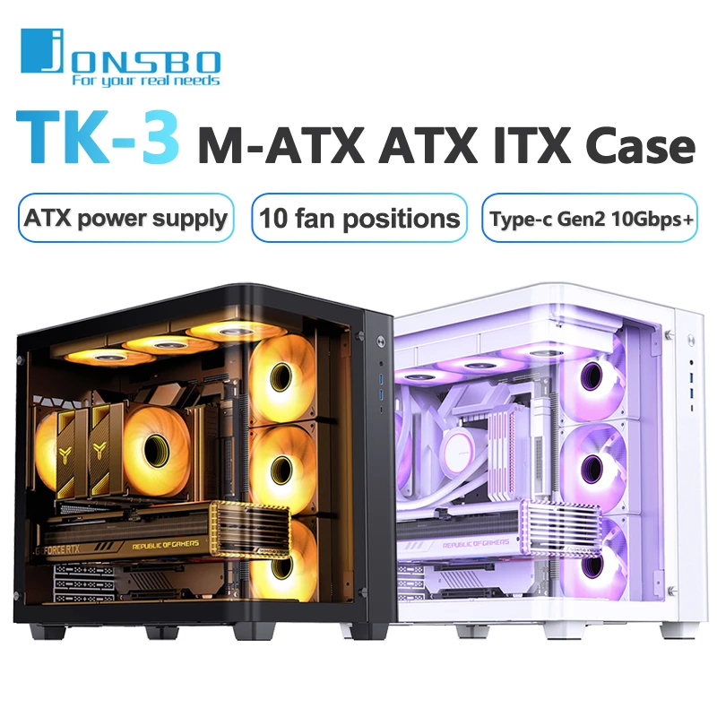 Imagem -01 - Jonsbo-desktop Case Tk3 M-atx Atx Atx Itx Suporte Dual 360 Radiadores Fonte de Alimentação Interface tipo c Chassi