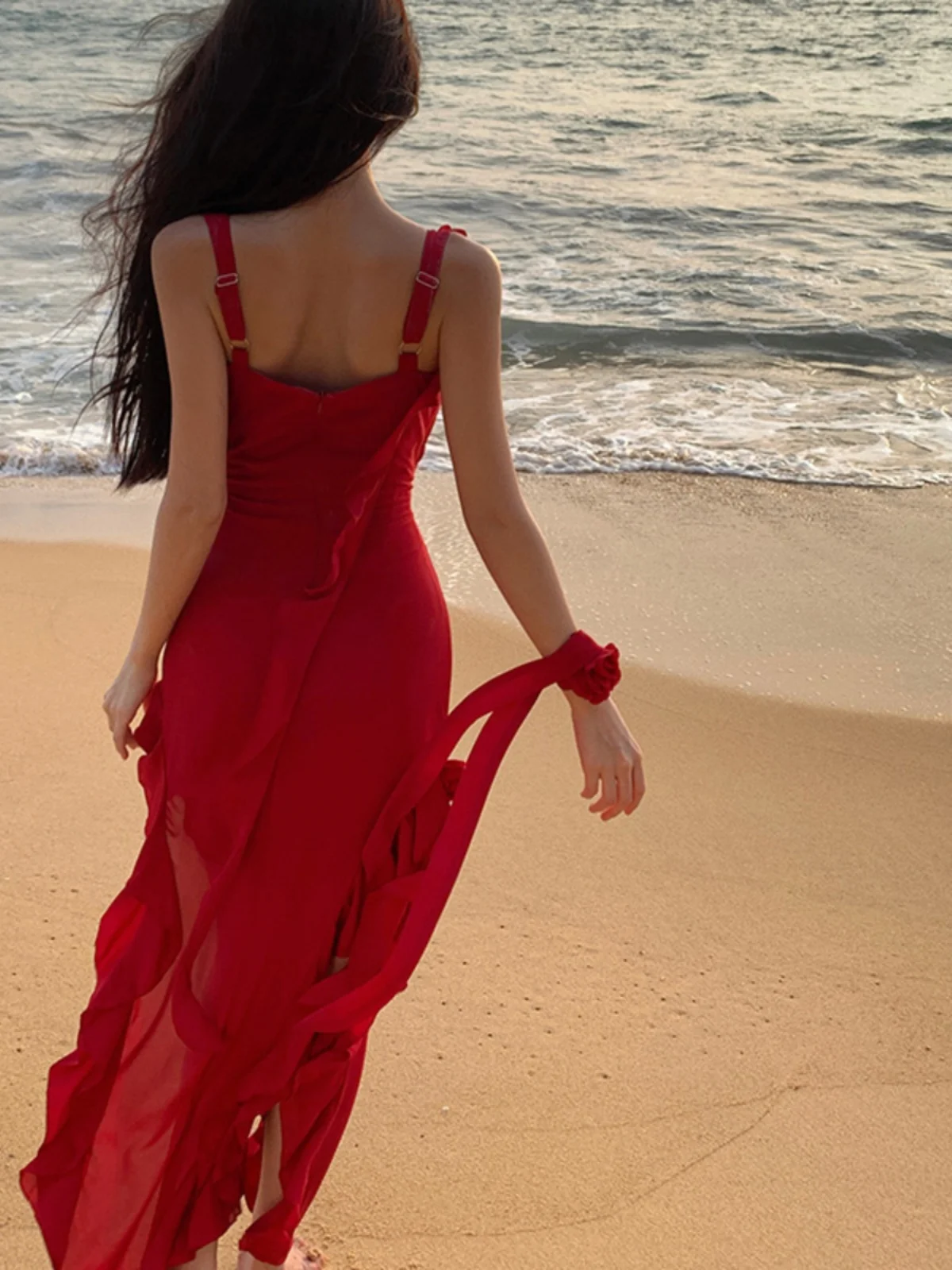 3D-Abschlussballkleider in Rot, Rosy, 2025, lange Spitze, Applikation, Tüll, Ballkleid für Frauen, formelles Abend-Partykleid, sexy Bankettkleid Wh10