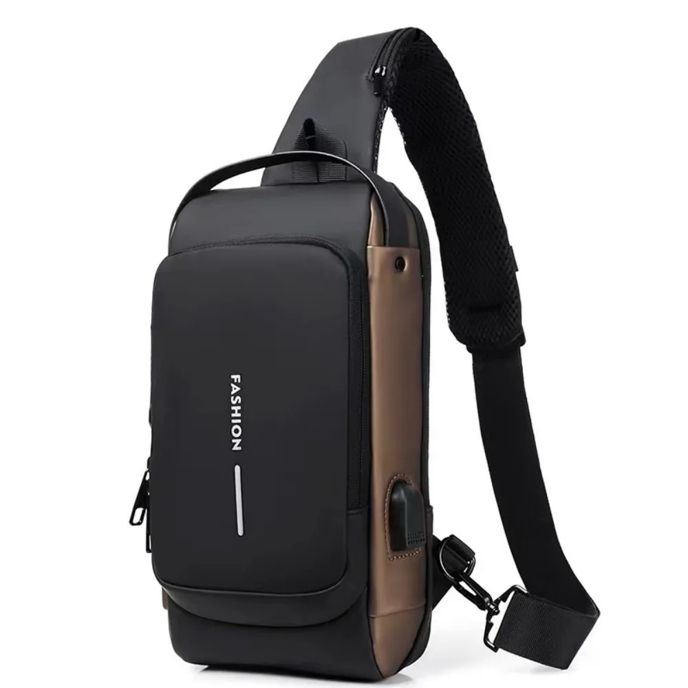 Men Multifunction Chest Bag Sport Sling Bag Male USB Charging Anti-theft with Password Lock for Riding Motorcycle Chest Packs