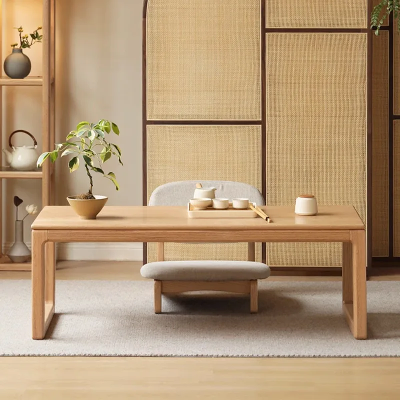 

Solid wood tea New Chinese Zen log coffee Japanese tatami kang Household living room tea