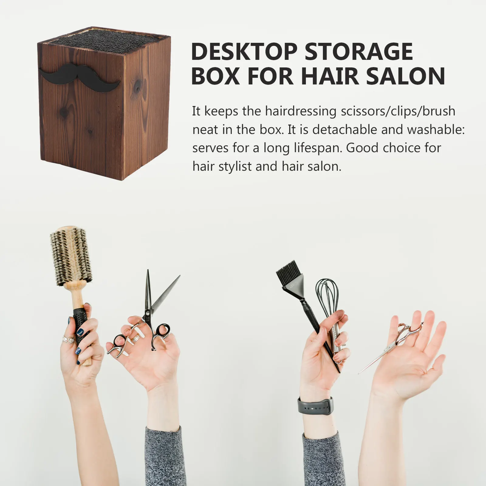 1Pcs Premium Wooden Hair Scissors Holder Stand Organizer for Salon Stylists Large Capacity Detachable Washable Hairdressing
