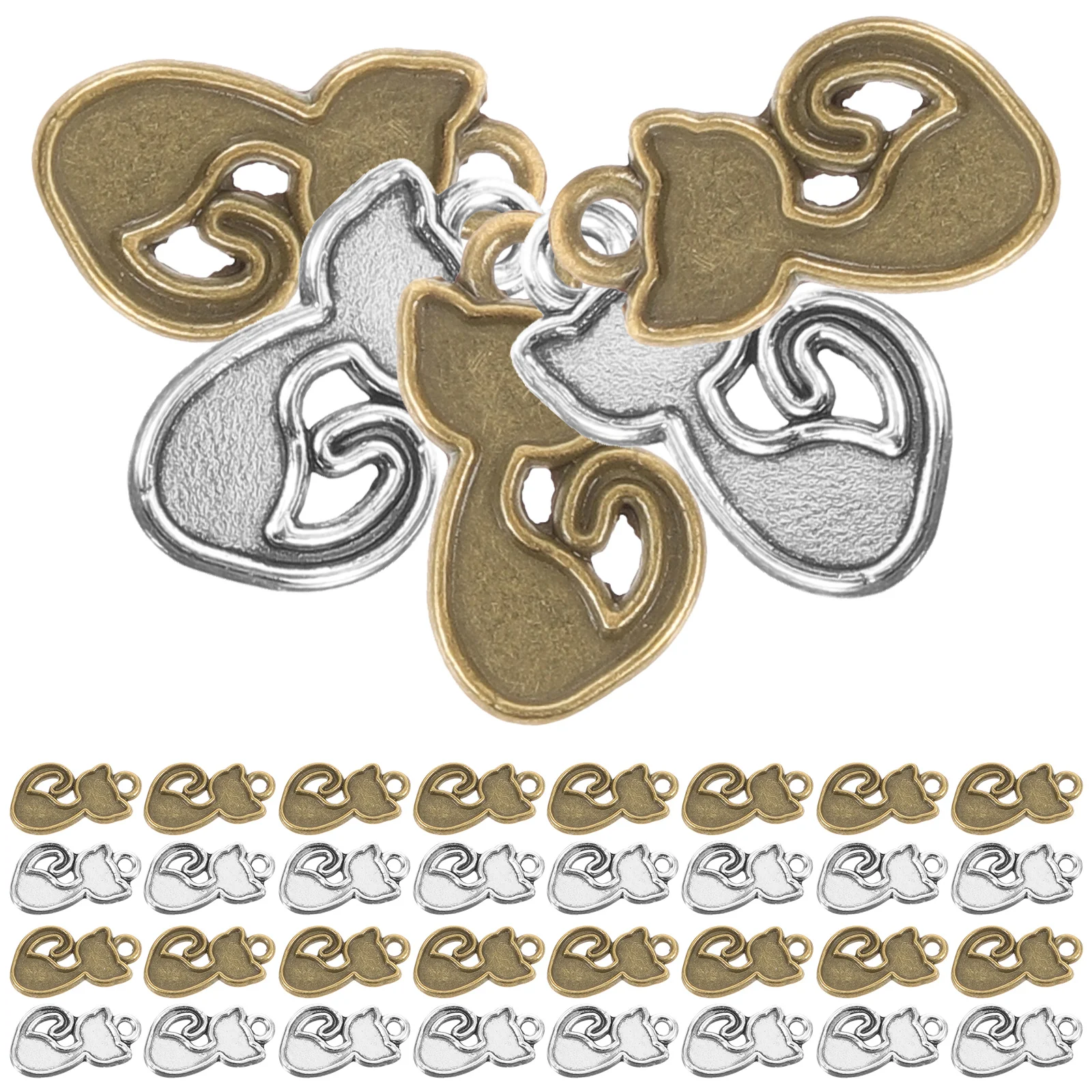 

100 Pcs Cat Hanging Decors Retro Pendant Ornaments Vintage Necklace Charms Accessories Alloy