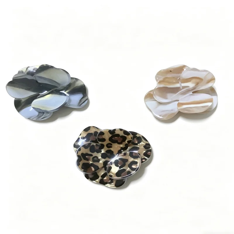 2026 Newest 30pcs/lot 40mm color pattern print cartoon flowers shape acrylic beads diy jewelry garment hair accessory