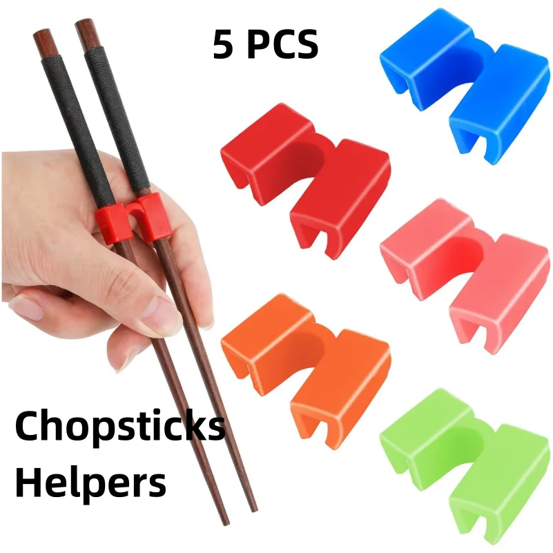 

5PCS Training Chopsticks Replaceable Practice Chopsticks Plastic Non Slippery Heat Resistant Training Chopstick Right Left Hand