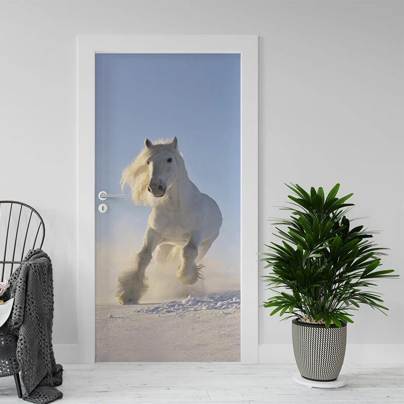 Several Animal Door Stickers Removable for Home Decoration Aesthetic Rooms Walls Art Steed Horse PVC Mural on the Cabinet Fridge