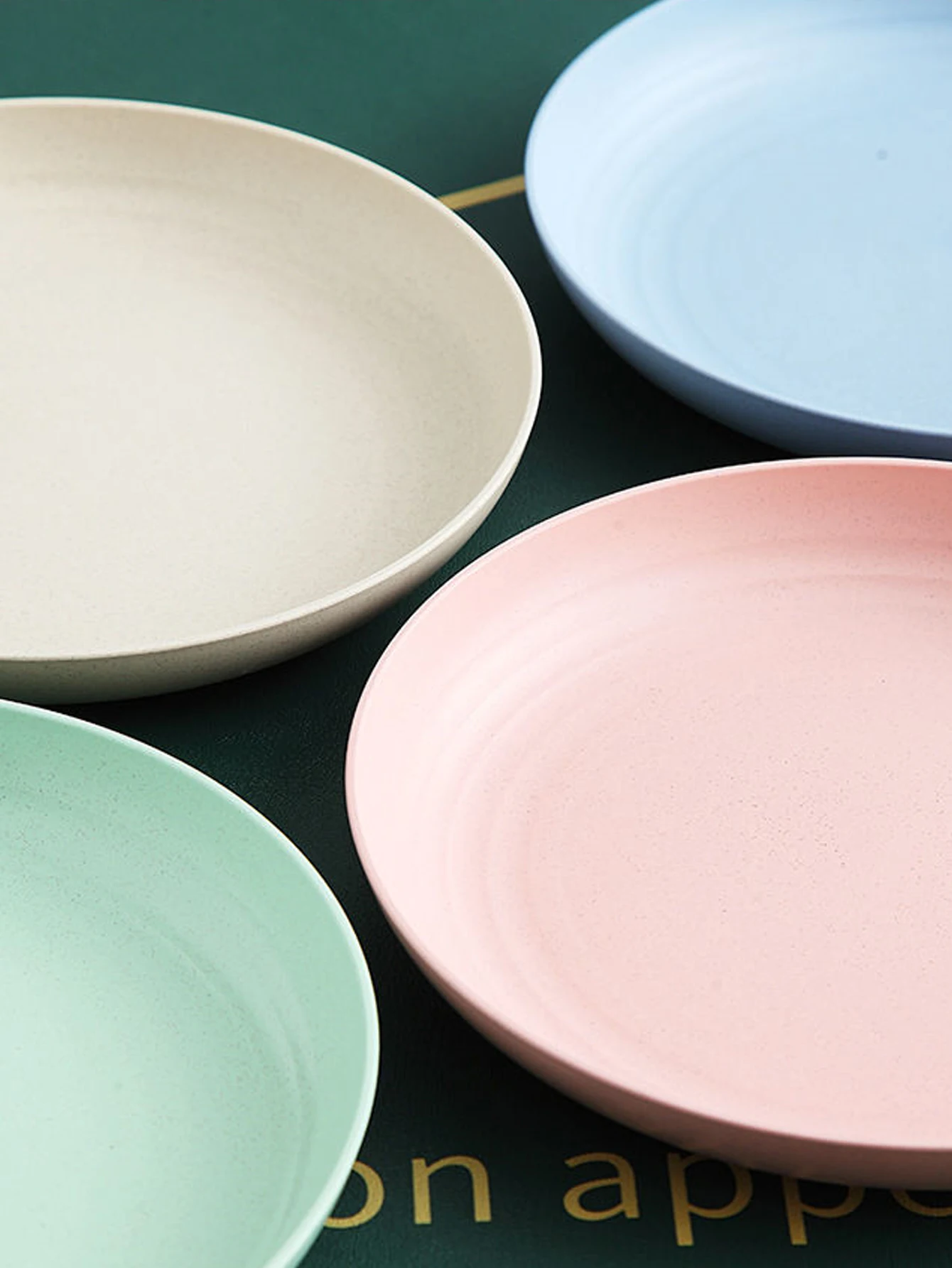 4 قطع من أطباق قش القمح خفيفة الوزن وغير قابلة للكسر وقابلة لإعادة الاستخدام مجموعة أطباق العشاء آمنة للاستخدام في غسالة الأطباق والميكروويف #4