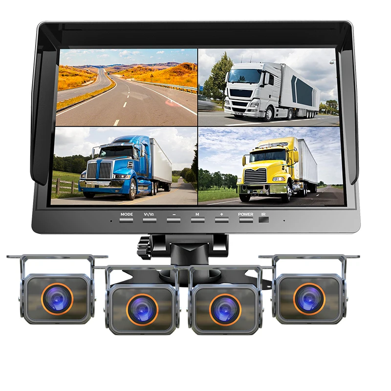【Hot Selling】4 CH AHD Wireless   10.1 Inch 1080P Car Rear View   Rear View  s Back up   System DVR Recorder