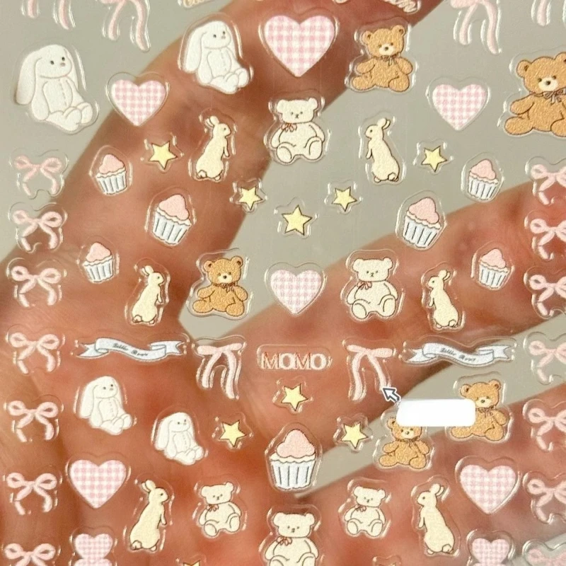 Lolita Princess Scrapbook Journal Stickers 3D Relief Bunny Bear Bow Design Decal Fairy Tale Kawaii Style Decals for Girls Gift