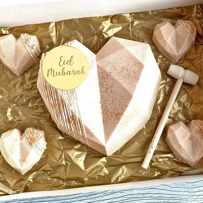 Topper gâteau Eid Mubarak Chi, 10 pièces/lot, en acrylique, or, miroir, pour fête musulmane islamique du Ramadan, fournitures de décoration DIY, 2024