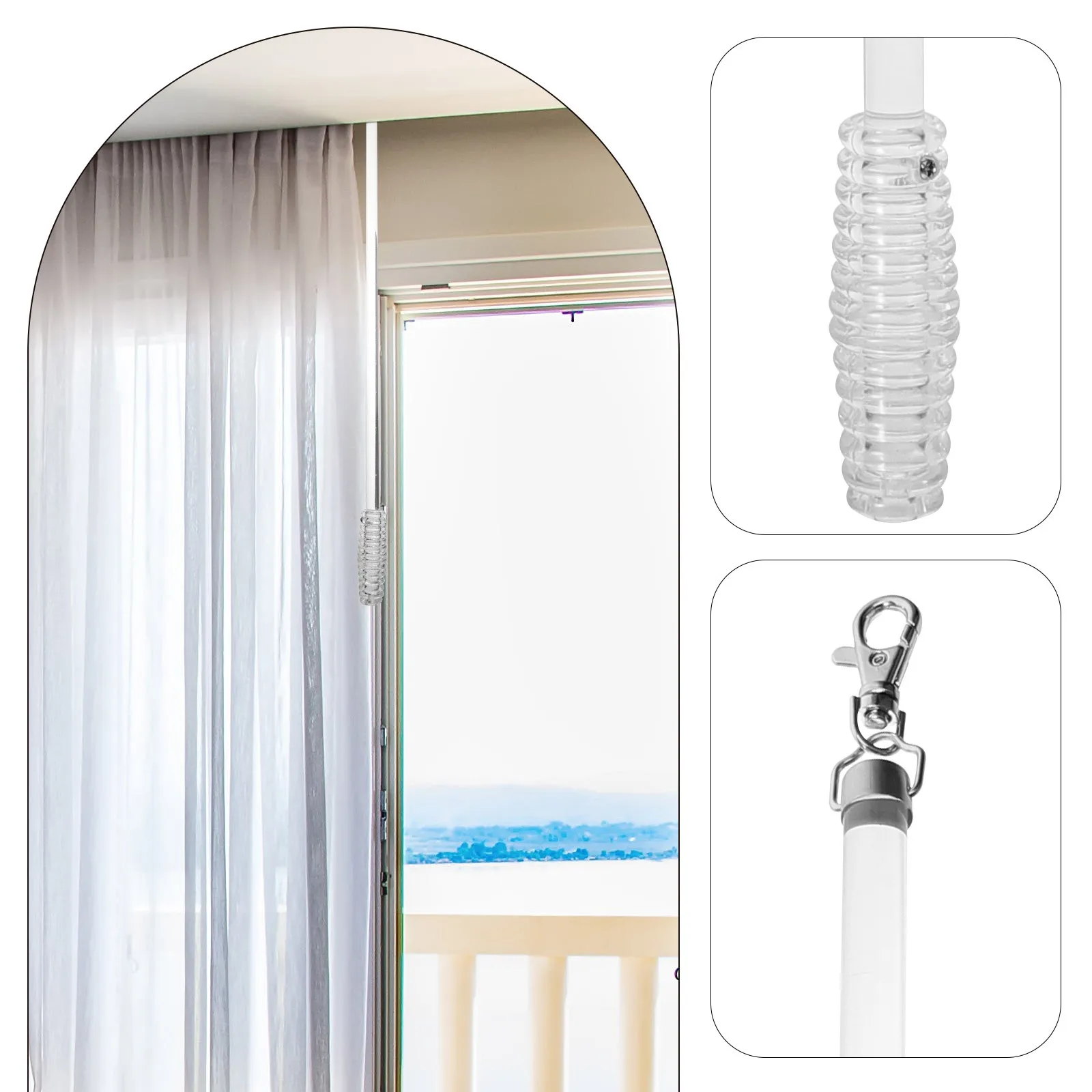 

Curtain Pull Wand Reusable Strong Material Curtain Rod Convenient Window Blind Tilt Wand Drapery Pull Rod for Home Office