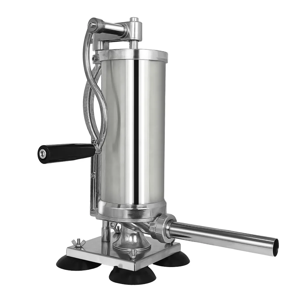 3L Manual Sausage Stuffer Stainless Steel Hand Crank Suction Base Meat Filler For Pork Beef Sheep Casing