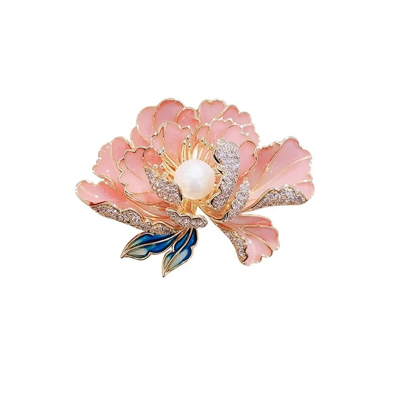 Exquisite elegante Perle Pfingstrose Blumen brosche für Frauen trend ige Kristall Strass Corsage Hemd Hut Bankett Hochzeits schmuck Geschenke – Detail 6
