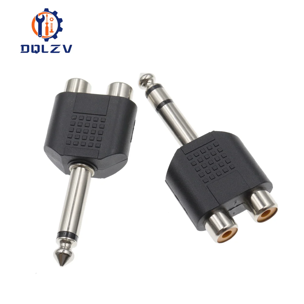 6.35 / 6.5 mm Male to Dual RCA Female audio and video adapter connection lotus three split RCA RF connector AV