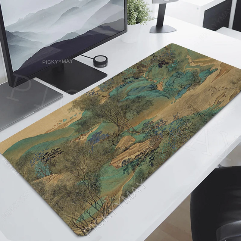 Chinese Ancient Painting Gaming Mousepads 90x40cm Mousepad Large Mouse Mat Deskpad Non-Slip Rubber Mouse Pad Big Keyboard Mats