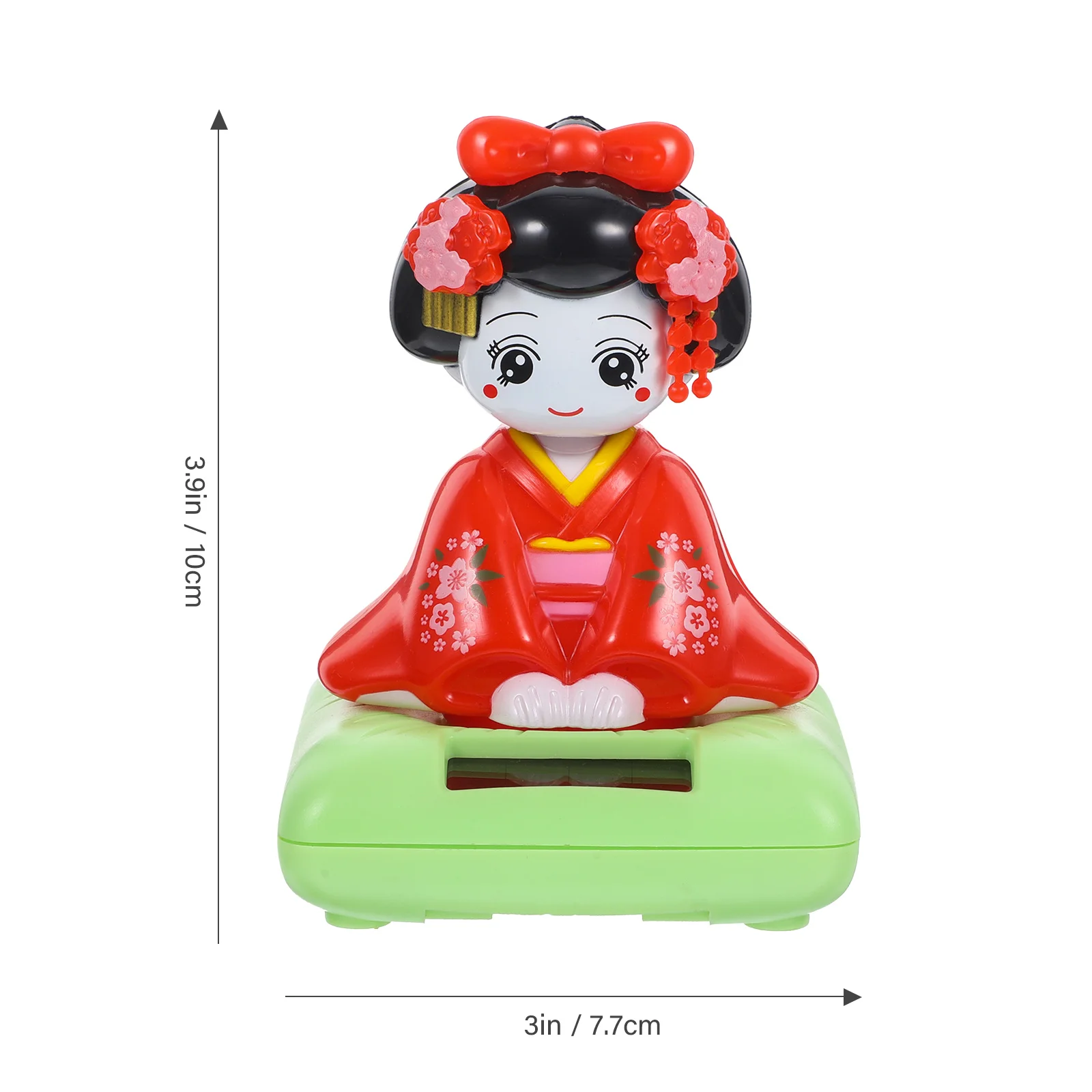 Solar Car nament Shaking Kimono Figurine Small Plastic Toy Dancing Girl Red Seat Decoration Desktop nament Creative