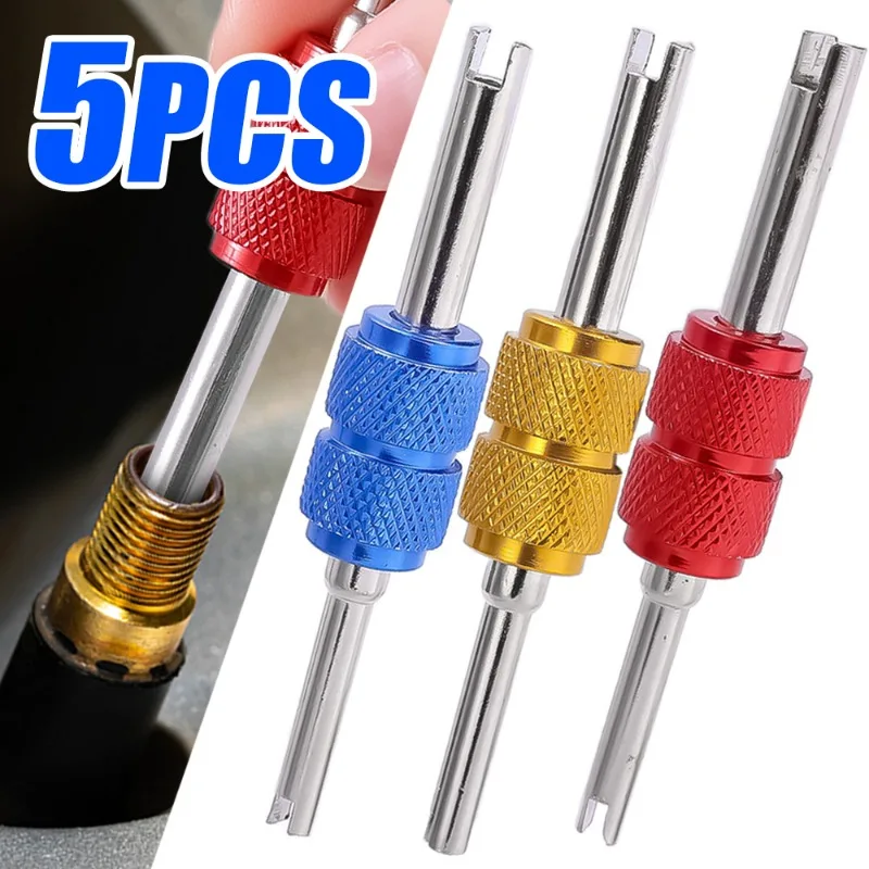 Car Valve Core Wrench Aluminum Alloy Auto Tire Air Conditioning Valve Core Double Head Screwdriver Valve Core Disassembly Tool