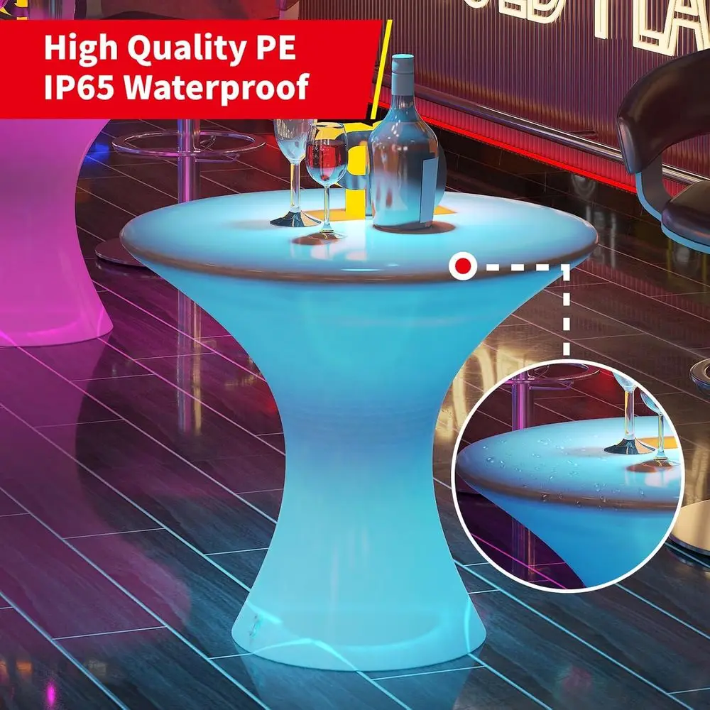 23 طاولة بار LED مع جهاز تحكم عن بعد، تغيير لون RGB، قابلة لإعادة الشحن ومقاومة للماء للاستخدام الداخلي والخارجي #6