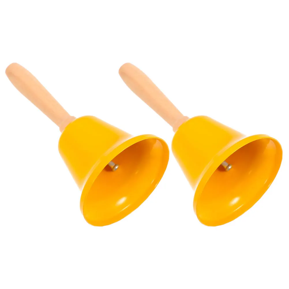 

2Pcs Loud Hand Bell 6.5cm Iron Construction Wood Handle High Volume Ring for Classroom Hotel Dining Signaling Jingling Bell