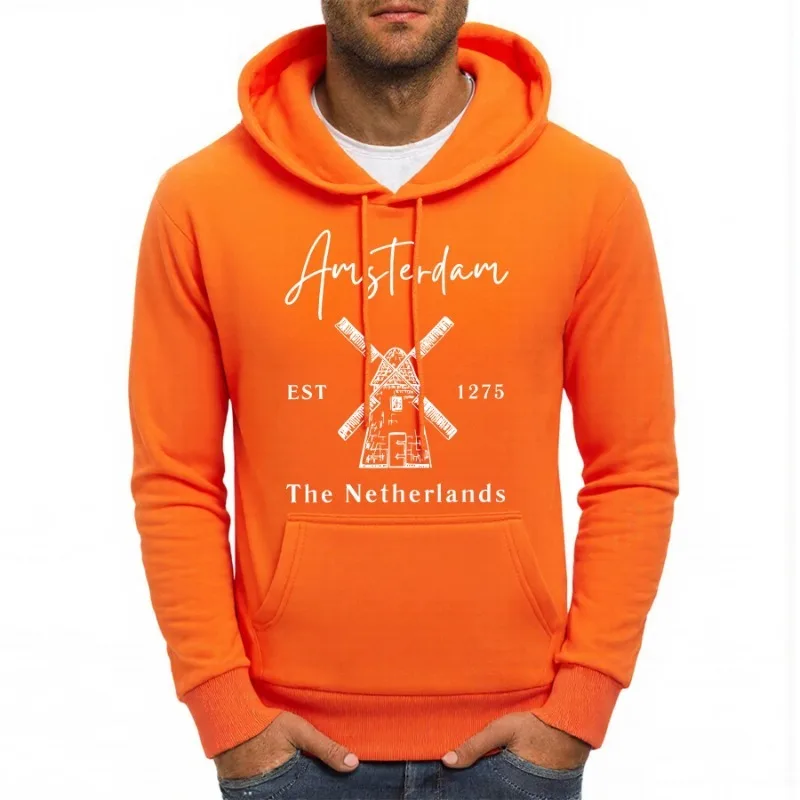 

2025 3D Amsterdam Dutch Windmill Printed Hoodie Men's Casual Hoodie Hip Hop Loose Hoodie Pocket Men's Sportswear
