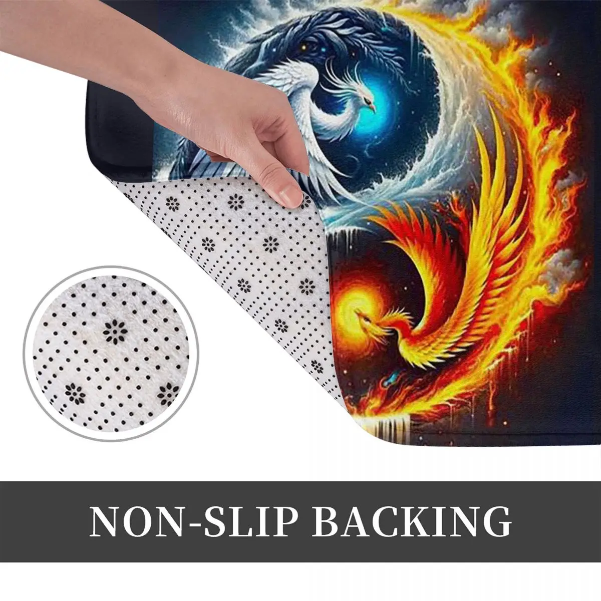 Yin yang dragão e phoenix impresso capacho água à prova de óleo tapete cozinha entrada casa tapete para banheiro footpad tapetes
