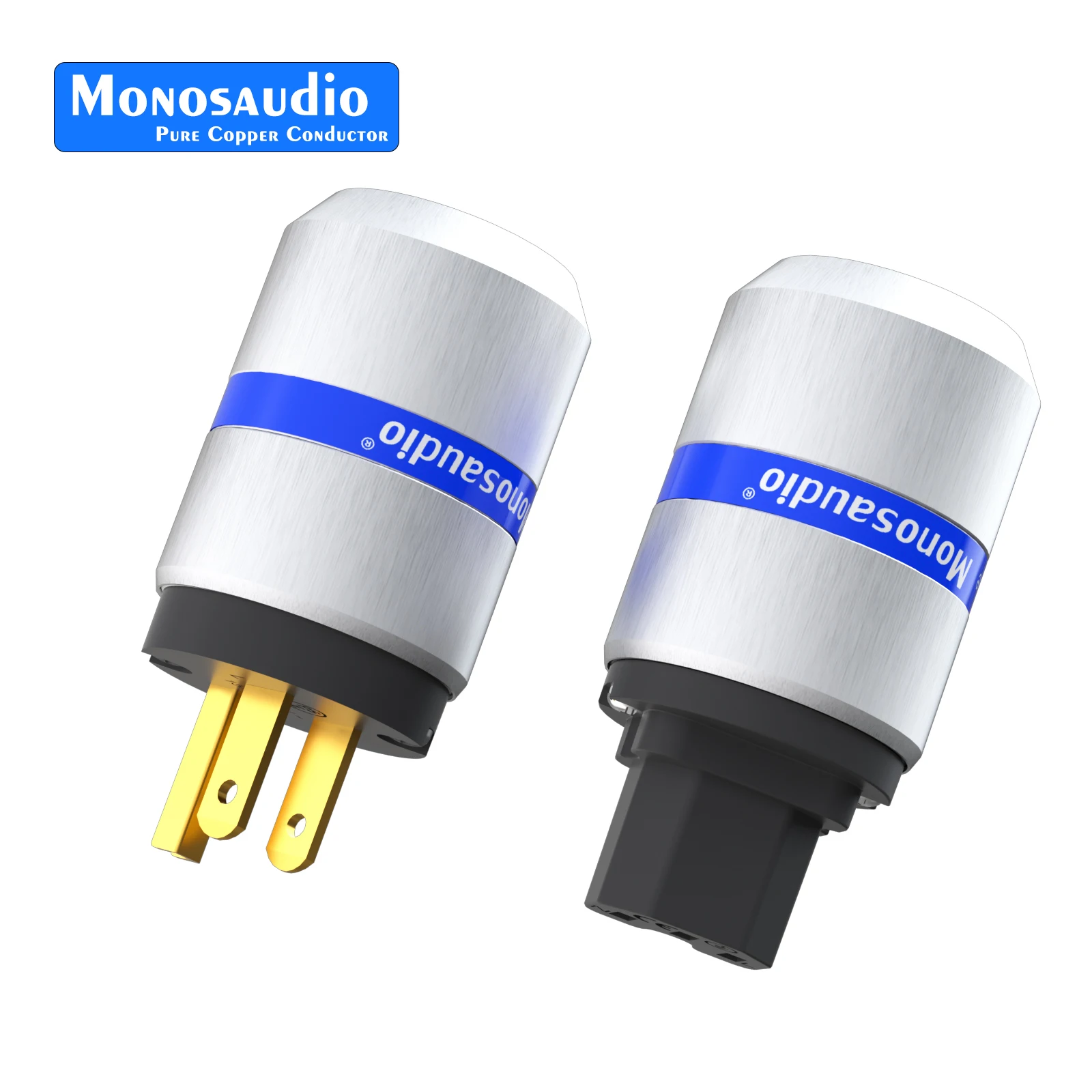 Monosaudio 99.998% cobre rojo Hifi chapado en oro/rodio AC enchufe de alimentación de EE. UU. conector IEC enchufe de alimentación audiófilo M106/F106