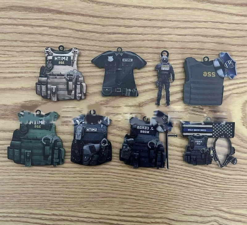 Military-Uniform Car Keychains Acrylic Keychain Women Men Personalized Police-Key Chains Jewelry Bag Charm Ornament