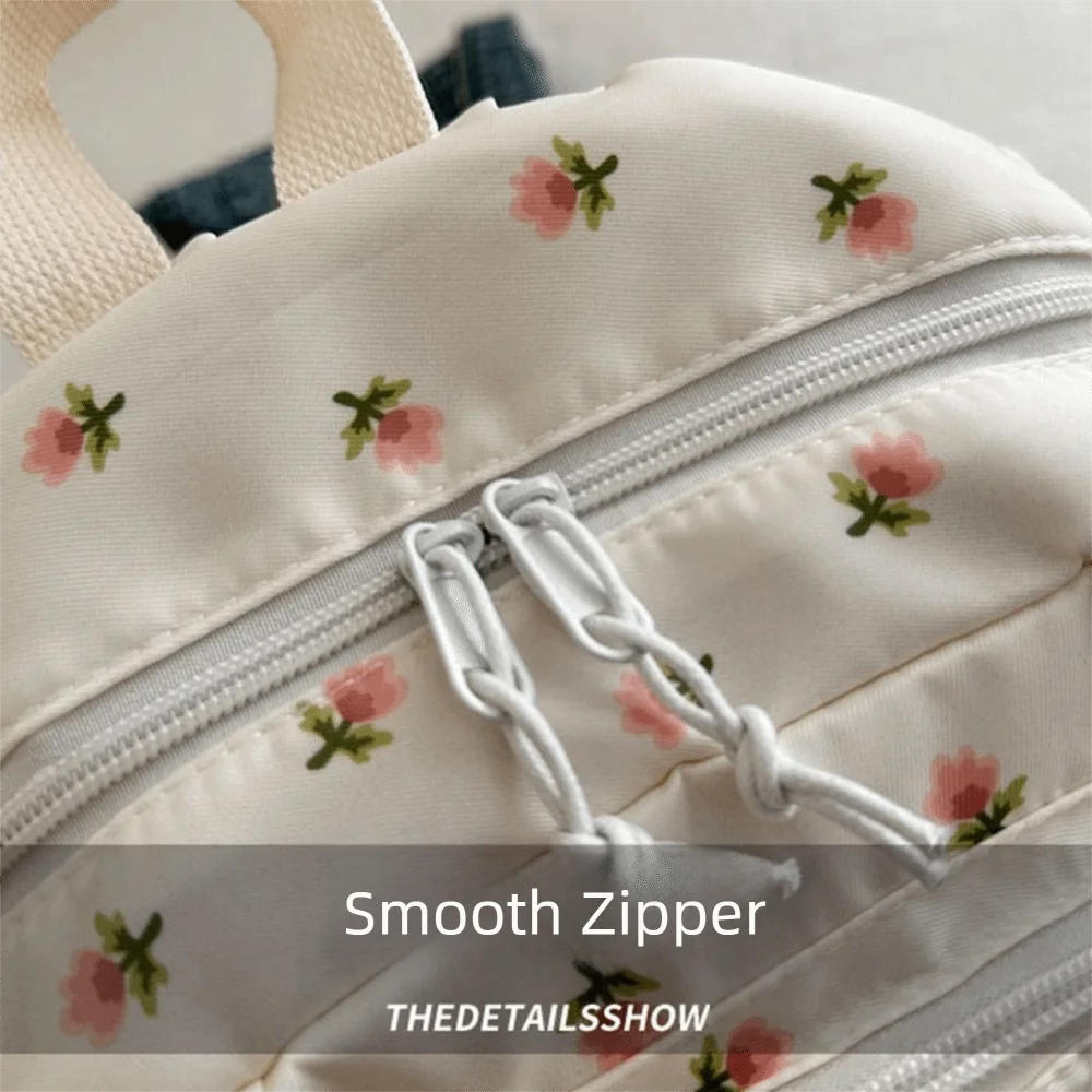 Fashion Korean Styles Women Floral Backpack Large Capacity Zipper Closure Travel Bag Small Size Girls Handbag for School Use