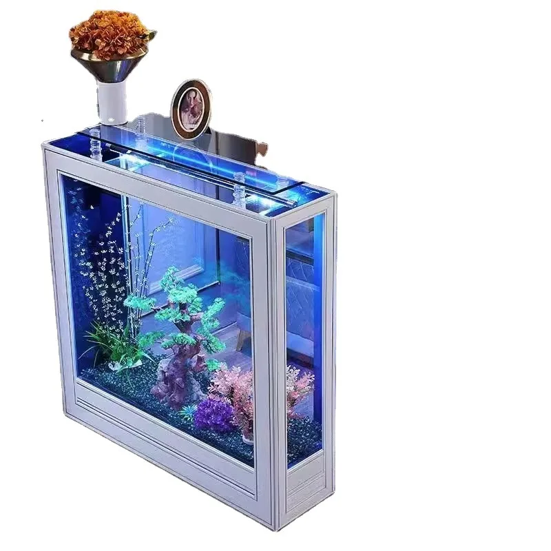 Rectangle Small Glass Aquarium with Filter LED Lighting Jelly Fish Tank Digital Screen-Modern Sustainable Living Room Fish Tank