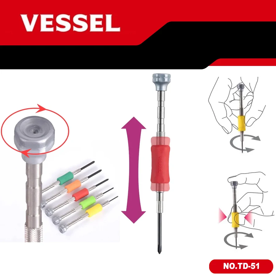 VESSEL TD-51 JIS 1Piece Precision Phillips 1-Diamond Mini Screwdriver For Home Computer Mobile Phone Smart Repair