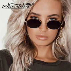 Retro Small Oval Sunglasses Men Women Brand Design Pink Red Lens Slim Metal Frame Flat Top Vintage Sun Glasses Female Shades 585