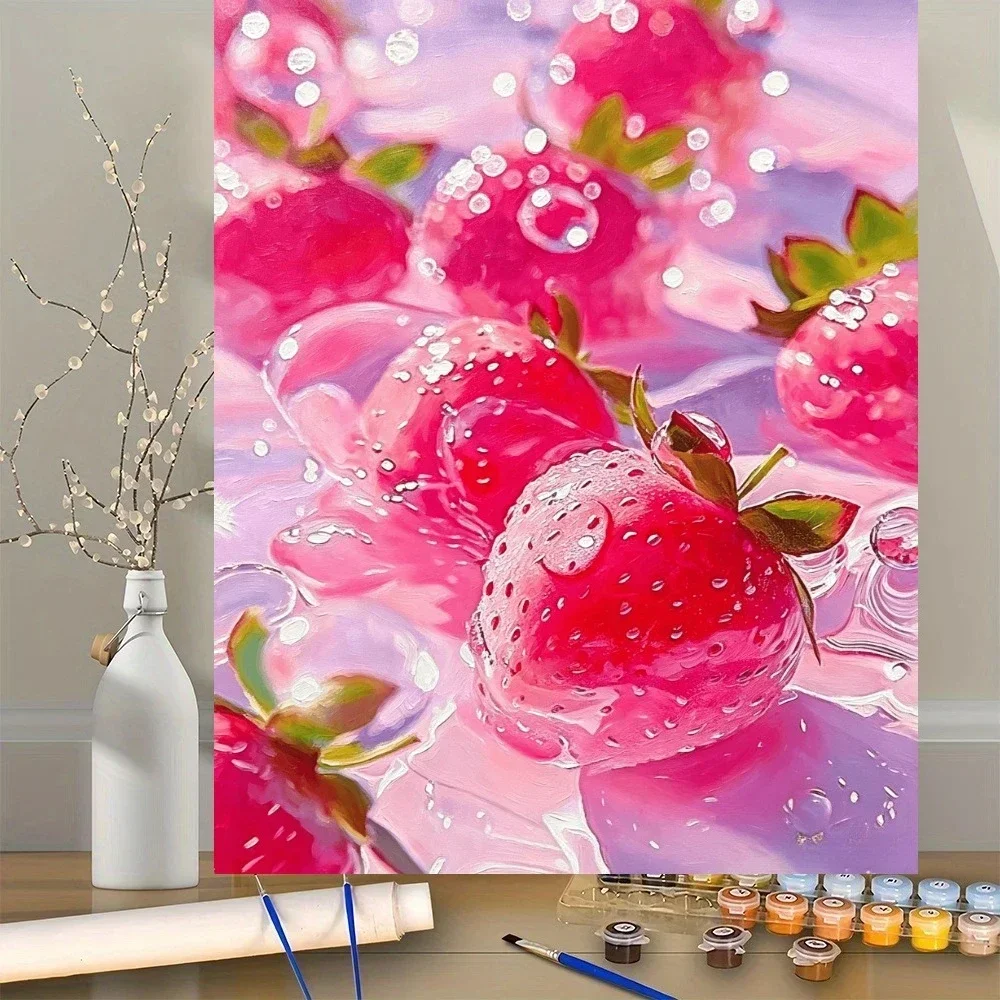 Paint By Numbers Kit for Adults ,children，Beginner To Advanced Number Oil Paintin Home Decor DIY Art Strawberry Fruit