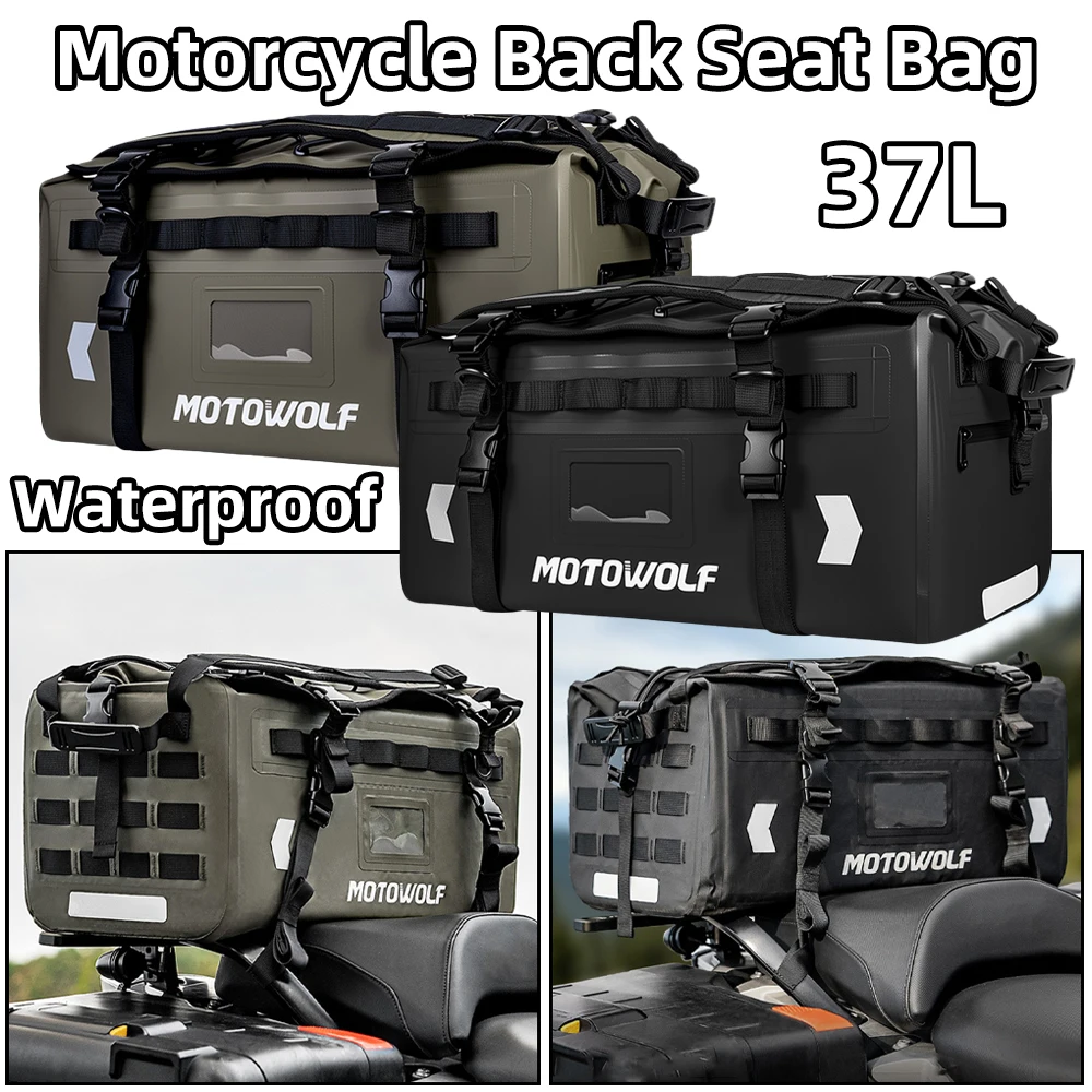

37л Универсальная сумка на заднее сиденье мотоцикла, водонепроницаемая сумка на хвост, мотоцикл, скутер, путешествия, езда на велосипеде, багаж, сухая сумка, рулонная упаковка