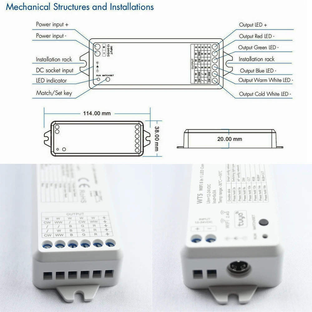 Tuya WIFI RF inteligentna dioda LED zestaw sterowniczy aplikacja głosowa Alexa Smart Control RF 4 strefa pilot RF do oświetlenia wewnętrznego LED