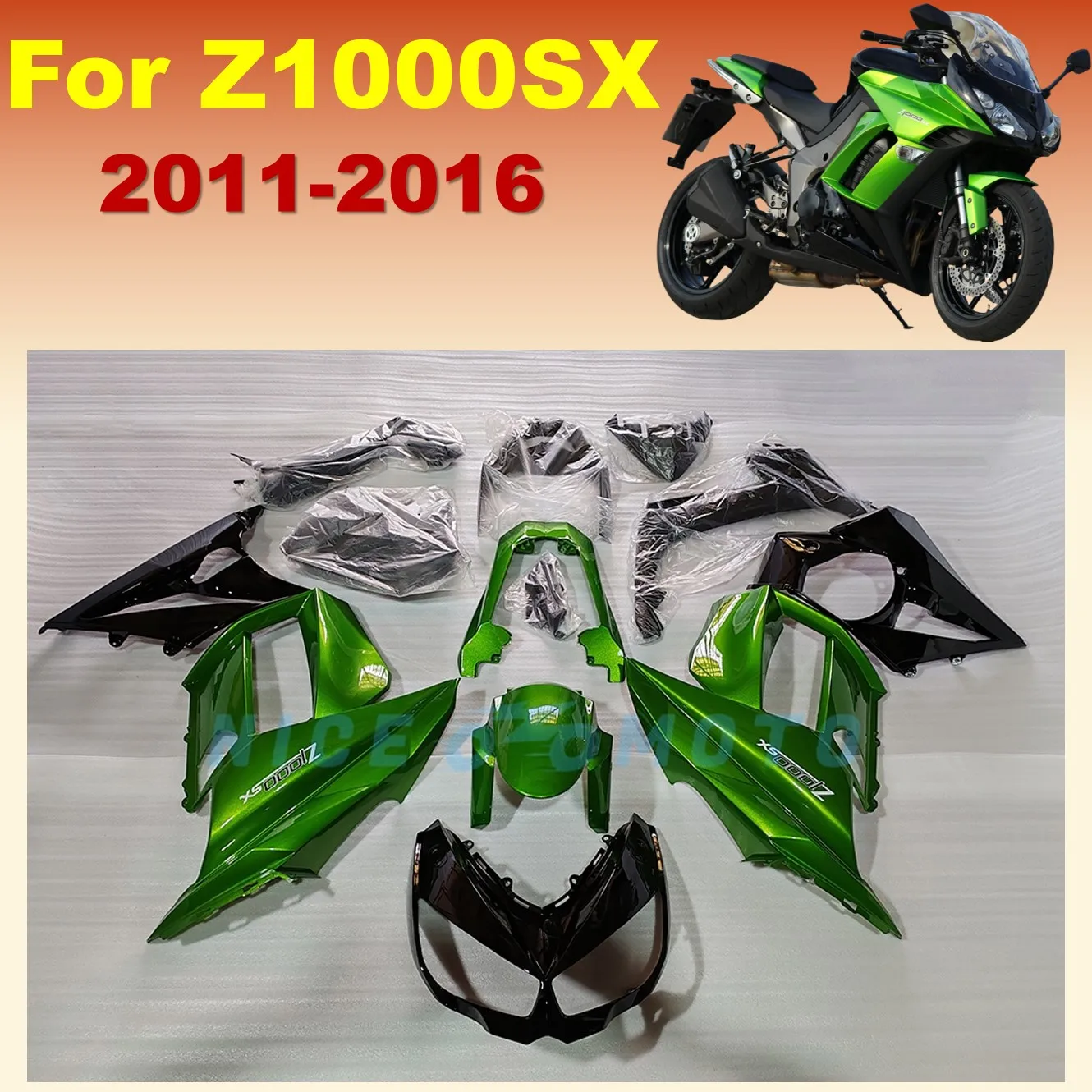 New ABS Fairings Kit Fit For Ninja Z1000SX 2011 2012 2013 2014 2015 2016 Z1000 11 12 13 14 15 Bodywork Set gloss green