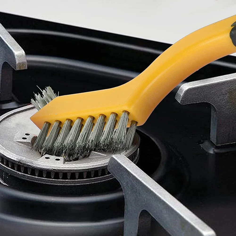 1pc 7inch Stainless Steel Wire Brush Scratch Brushe With Curved Handle Grip Wire Brush For Rust Remover Metal Burring Cleaning
