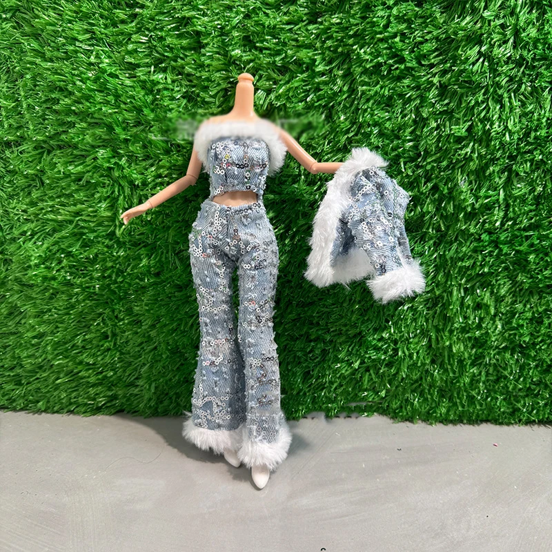 11.5 "Pop Jurk 1/6 BJD Pop Elegante Feestkleding 30 cm Pop Pluche Bontjas Jurken Casual Draagt prinses Rok DIY Accessoires