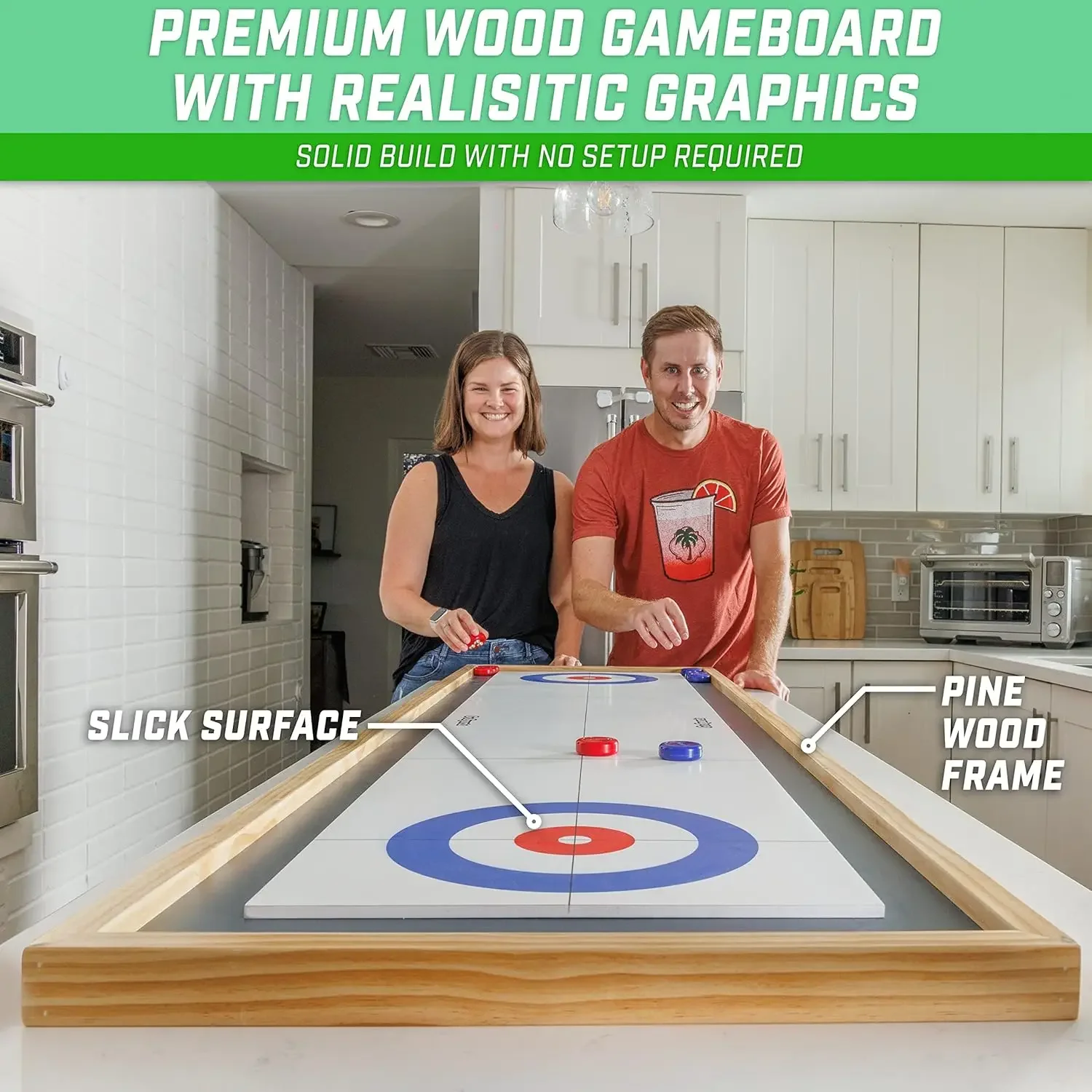 Shuffleboard en Curling 2-in-1 bordspellen - Klassiek tafelblad of gigantisch formaat - Kies uw stijl