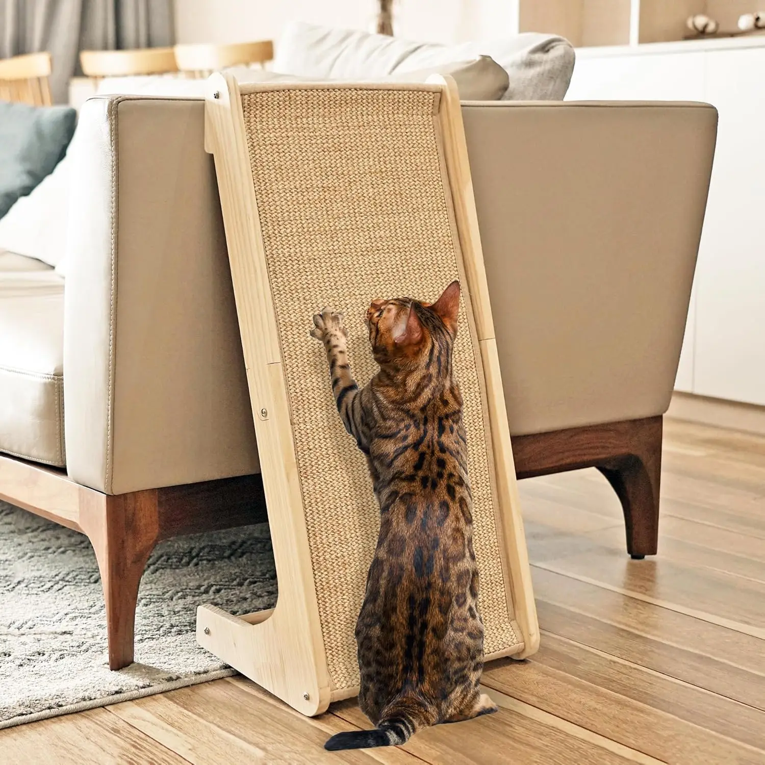 

Cat Scratcher, Cat Sisal Scratching Ramp, L Shape Cat Scratch Pad for Indoor Cats, Wall Furniture Protector with Catnip