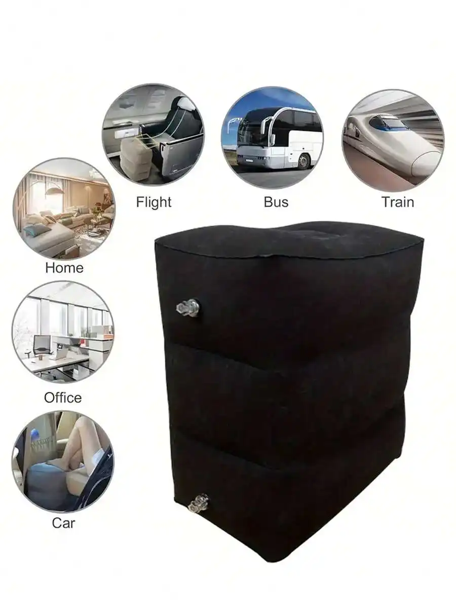 

Inflatable Foot Rest Pillow Press To Inflate Ultra Lightweight Foldable For Airplane Train Car Office Home Travel