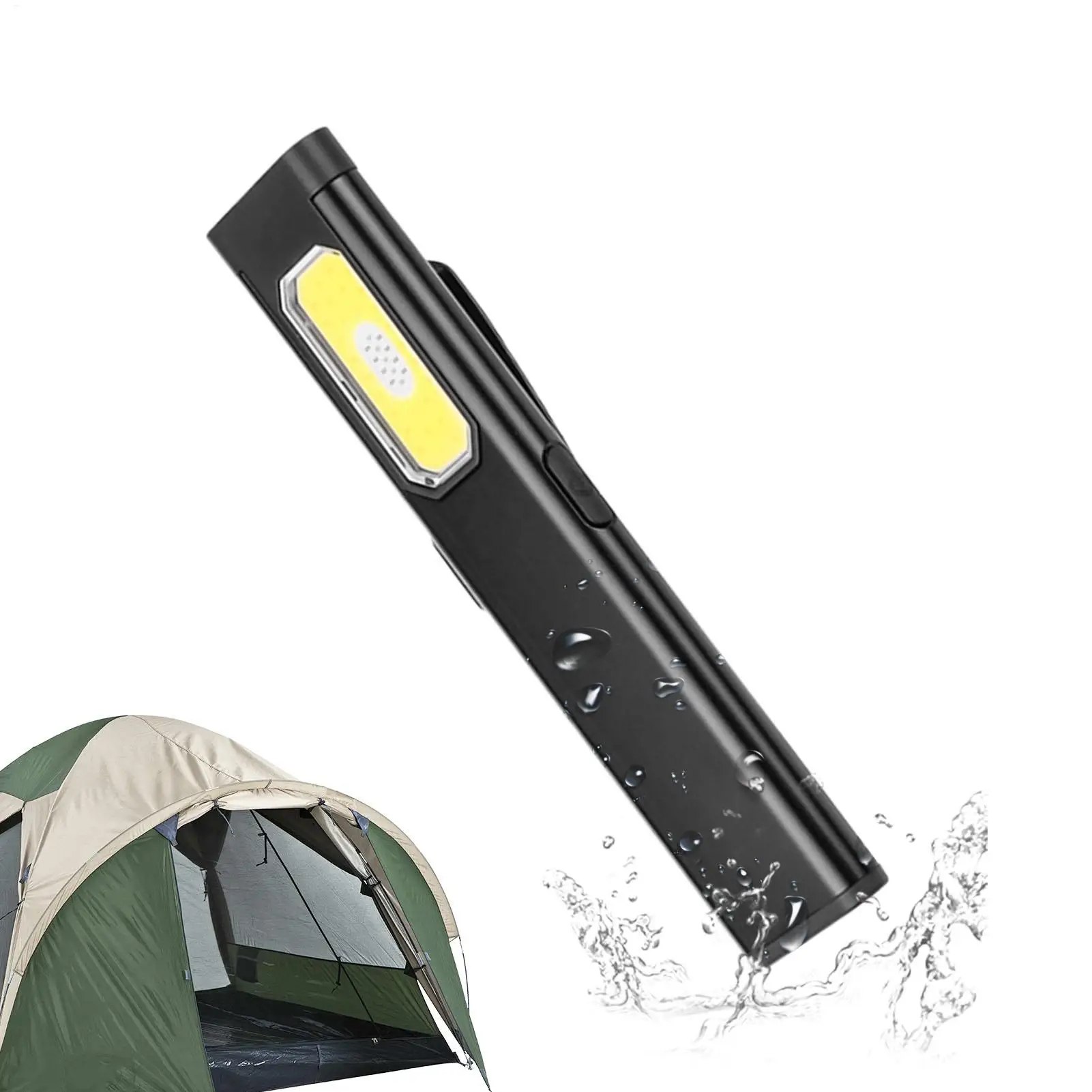 مصباح يدوي قابل لإعادة الشحن على مصابيح يدوية مقاومة للماء مع ذيل مغناطيسي للمشي لمسافات طويلة والسفر في الهواء الطلق والسيارة