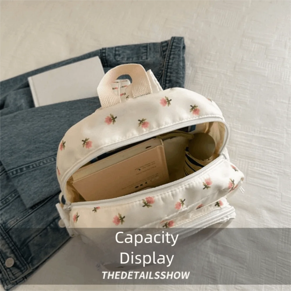 Casual estilo coreano feminino floral mochila grande capacidade tamanho pequeno saco de escola fechamento com zíper saco de viagem meninas adolescentes
