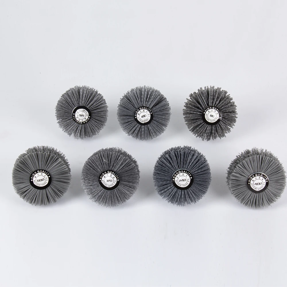 1pc Abrasive Wire Grinding Flower Head Nylon Wire Brush Deburring Grinder For Wood Furniture With 1/4\'\' Shank